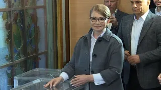 Candidate and ex-PM Tymoshenko votes in Ukraine's election
