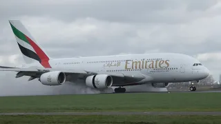 emirairates a380 landing in bad weater in 4k