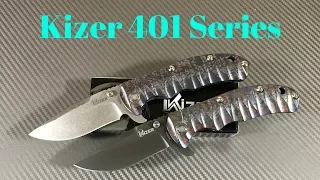 Kizer Ki401C1 & Ki401C2 knives  titanium framelock flipper knife with S35VN blade steel