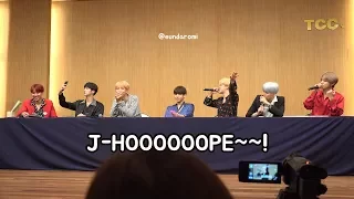 [eng sub]170922 알라딘 팬사인회 방탄소년단/단체 모두 제이홉 칭찬하기! (bts jhope, jimin, jungkook, rm, jin, suga, V) 직캠