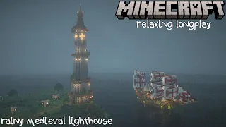 Rainy Medieval Lighthouse - Minecraft Relaxing Longplay 1.20 (No Commentary)