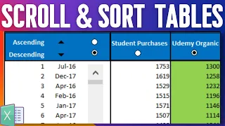 Create Excel Scroll & Sort Table using Formulas & Conditional Formatting