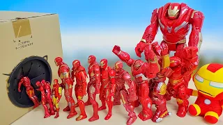 Various Size of Iron Man go into the Hole in Cardboard Box