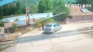 Train Crashes Into Car After He Stops On Crossing