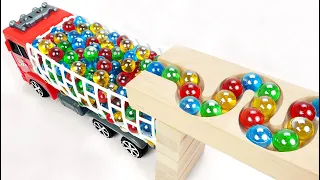 Marble Run Race ☆ HABA Slope & Retro Makita Truck, Garbage Truck Long Version #02