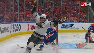 Quinton Byfield deflects Mikey Anderson's pass, connecting with Anže Kopitar for the OT winner.