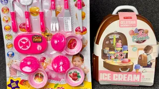 8 Minutes Satisfying with Unboxing Pink Ice Cream Set Toys | Pink Kitchen Set #asmr