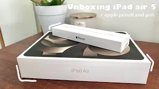 NEW iPad Air 5 (starlight) 2022 🤍🪐 UNBOXING + accessories