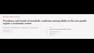 Prevalence and trends of metabolic syndrome among adults in the asia-pacific region: ... | RTCL.TV