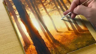 How to Paint a Sunset Forest / Acrylic Painting for Beginners
