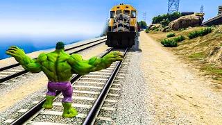 HULK VS RED HULK VS BLUE HULK VS TRAIN - CAN HULK STOP THE TRAIN IN GTA 5