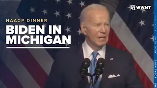 Biden visits Michigan for NAACP dinner, speech met with "Free Palestine" protests