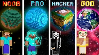 Minecraft Battle: NOOB vs PRO vs HACKER vs GOD: BUILDING PLANET in Minecraft MAP!