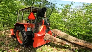 ZETOR 3011 - Naviják Krpan 4SI a první těžba dřeva ve svahu aku pilou Husqvarna T540i XP