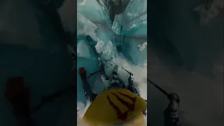 The terrifying moment a skier falls into a glacier crevasse