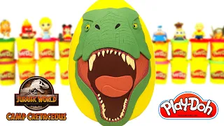 Huevo Sorpresa Gigante de Jurassic World Campamento Cretácico en Español Latino de Plastilina