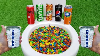 M&M Candy VS Football, Coca Cola Zero, Fanta, Pepsi Max, Yedigün, Sprite and Mentos in the toilet