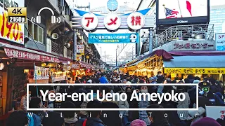 [4K/Binaural Audio] Year-end Shopping at Ueno Ameyoko Walking Tour - Tokyo Japan