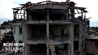 Drone Footage Shows Damaged Buildings In Irpin, Ukraine