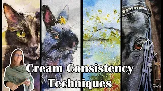 Beginner and Advanced Watercolor Techniques BONANZA - New Series - Cream Consistency Tutorial