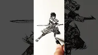 Speed drawing StickMan Sasuke 😳 #shorts #animedrawing #sasuke