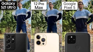 Galaxy S21 Ultra vs iPhone 12 Pro Max vs Pixel 5: Camera Comparison!