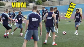 Arturo Vidal & Messi With Coutinho & Dembele On Barcelona Training preparing For The New Season