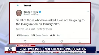 NOT ATTENDING: President Trump Tweets he will not be at Biden's Inauguration