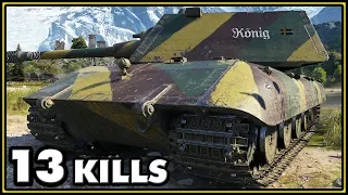 E-100 - 13 Kills - 2 vs 10 - World of Tanks Gameplay