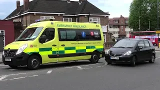 Falck First Response Renault Master ambulance responding on lights and sirens