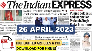 Indian Express Newspaper Analysis | 26 APRIL 2023 | Daily Current Affairs | UPSC CSE/IAS 2023/2024