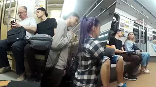 PRANK: Strange Situations in Subway. Looks in Phone