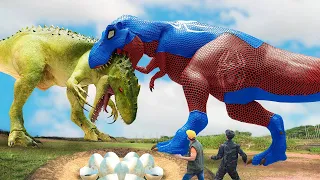 Spiderman T-Rex vs Indominus REX | Jurassic World Evolution 4 | Dinosaur Attack | Rexy Films