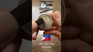 1907 One Peso Filipinas - Philippines Coin Ping Test