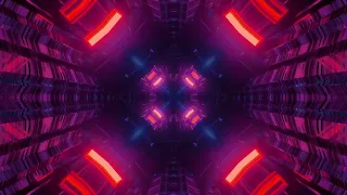 8K resolution - Abstract 3D Illustration of Moving Tunnel with Neon Lights