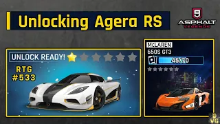 Asphalt 9 | Unlocking Koenigsegg Agera RS | RTG #533