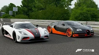 Forza 7 Drag race: Koenigsegg Agera R vs Bugatti Veyron SS (REMATCH)