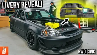 Building a Rear Wheel Drive, K20 Turbocharged Honda Civic EK Hatchback Race Car!! Part 13 - Livery!