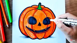comment dessiner une citrouille d'Halloween qui fait peur