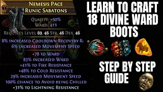 Learn to Craft 18 Divine Wardloop 400+ Ward Boots Path of Exile Sanctum 3.20 POE Crafting Guide