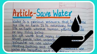 Article On Save Water In English/Save Water Article For Students