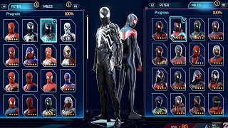 Spider-Man 2 All 78 Suits & Styles Showcase 2023 (100% Completion) PS5 4K 60FPS