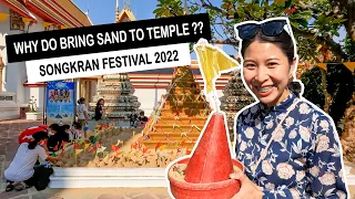 Why do Thais carrying sand to temple in Songkran Festival at Wat Pho | Bonchuu Thailand