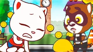 CAT TOM RUNNING FOR SWEETS #3 cartoon game for kids TOM and ANGELA TALKING friends Videos for kids