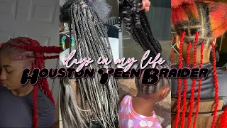 Days in my life as a Teen Braider | How to do Passion twist , Knotless braids , Etc.