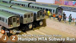 Munipals MTA R32 R160 R179 Canal Street Station Subway Action + A Train crashed into work train?!?