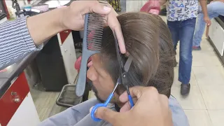 ASMR Barbar/ Long Hair transformation with scissors #alrayaanhairstudio