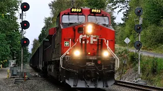 Two CPKC Freight Trains Race Down The Double Track With KCS And CN Power!