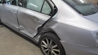 VW Jetta.  The quarter panel replacement . Замена заднего крыла.