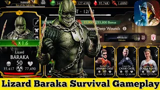 Lizard Baraka Fatal Tower Survivor Mode Gameplay MK Mobile | Insane Character 🙌